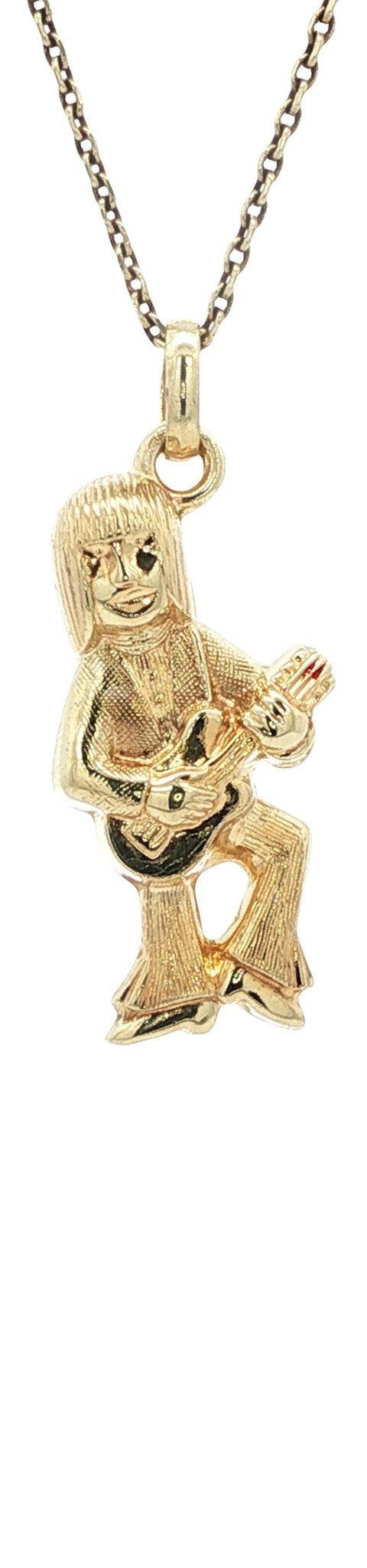 Vintage 14K Gold Guitarist Pendant